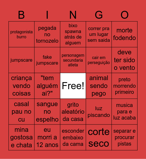 bingo do terror Bingo Card