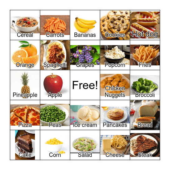 Food Bingo Card