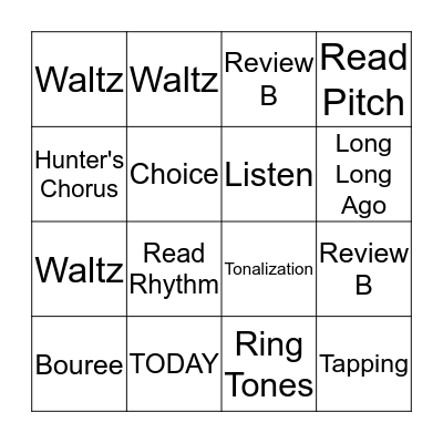 Violin Bingo Card