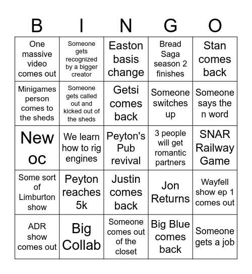 Mainland Sheds Bingo Card Bingo Card