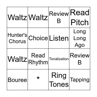 Violin Bingo Card