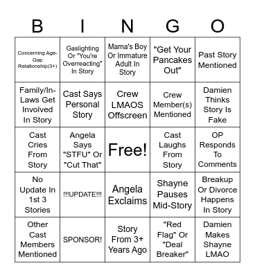 SRRS Bingo Card