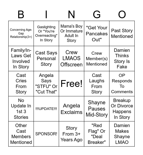 SRRS Bingo Card