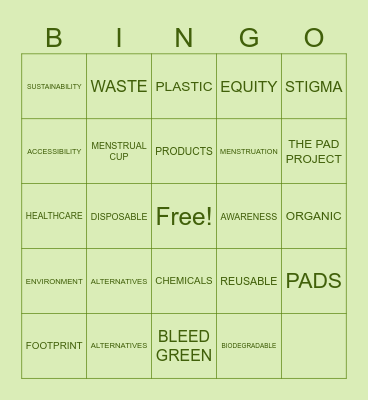 BLEED GREEN 2026 Bingo Card