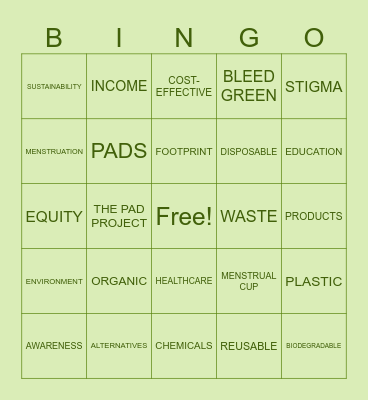 BLEED GREEN 2026 Bingo Card