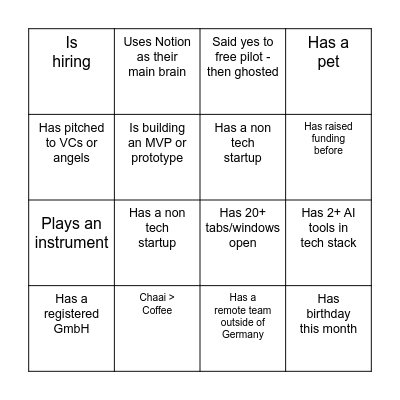 1 Bingo Card