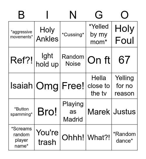 Mateo Bingo Card