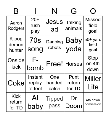 SUPER BOWL LX Bingo Card