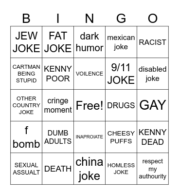 SOUTH PARK BINGO Card
