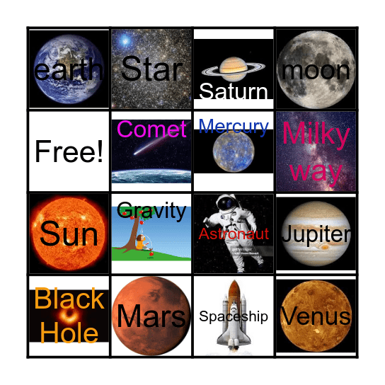 Outer Space Bingo Card
