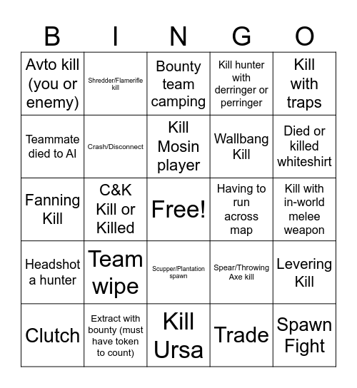 Hunt Bingo 2 Bingo Card
