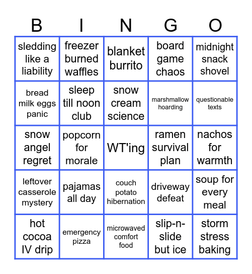 Winter Storm 2026 Bingo Card