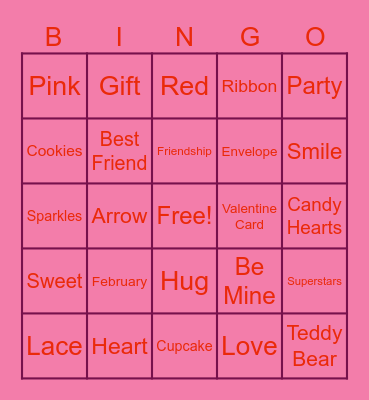 SuperStars V-Day Bingo Card