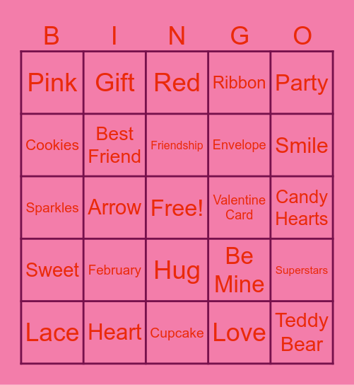 SuperStars V-Day Bingo Card