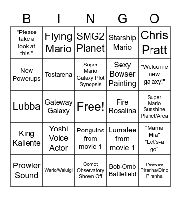 Mario Movie Direct Bingo Card