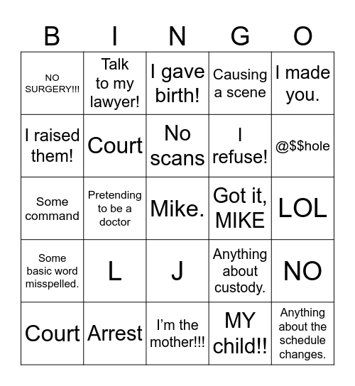 LonelyFans Bingo Card