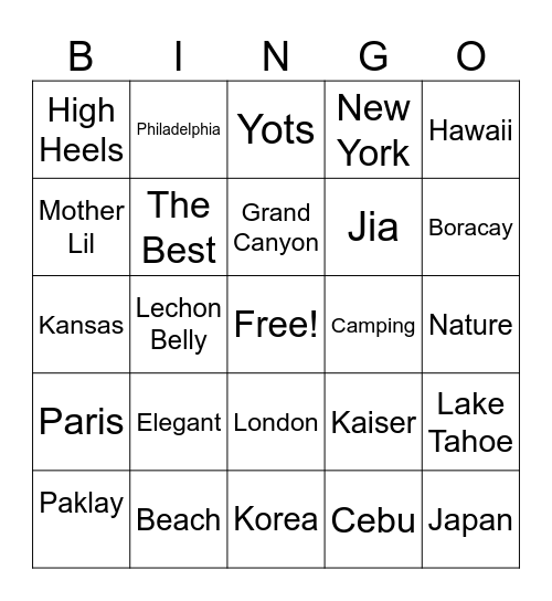 All About Mona Bingo Card