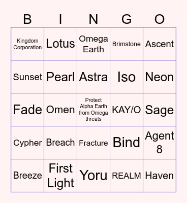 Valorant Bingo Card