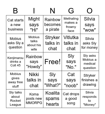 TeddybearZ Guild Bingo Card
