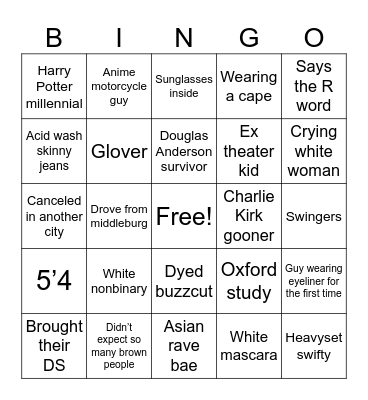 Rave Bingo Card