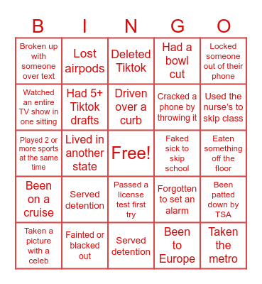 Have I Ever… Bingo Card