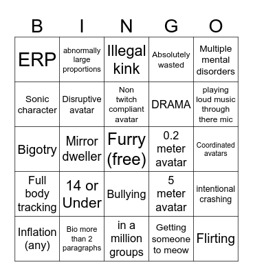 VRchat Bingo Card