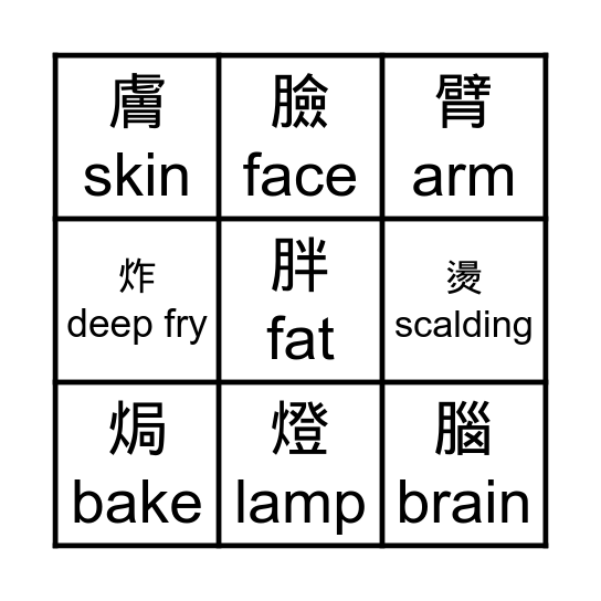 火部首BINGO Card