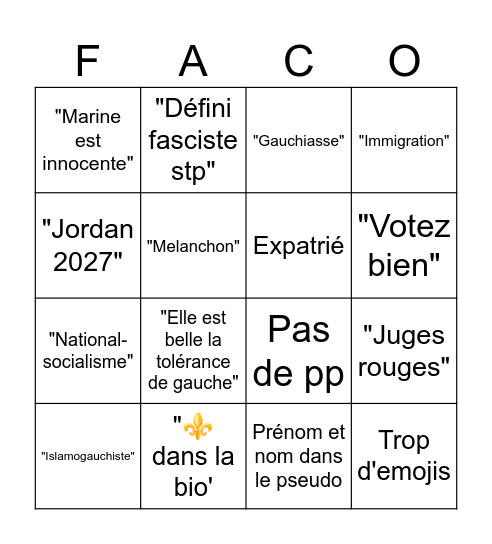 Bingo du facho Bingo Card