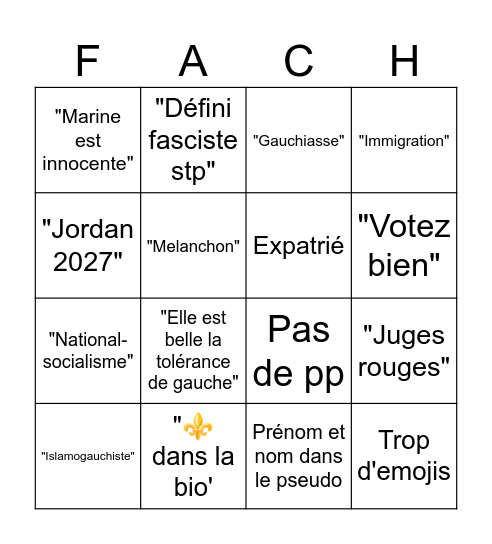 Bingo du facho Bingo Card