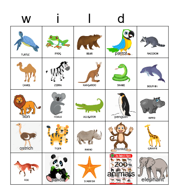 Wild Animals Bingo Card