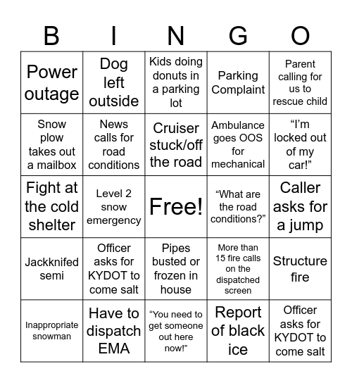 SNOWMAGEDDON 2026 Bingo Card