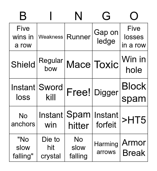 Crystal PVP Bingo Card