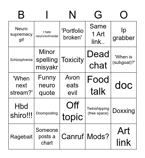 NN after 11am Bingo Card