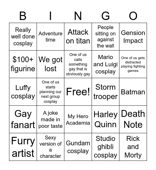 Convention Bingo Card