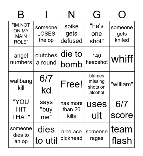 valorant bingo Card