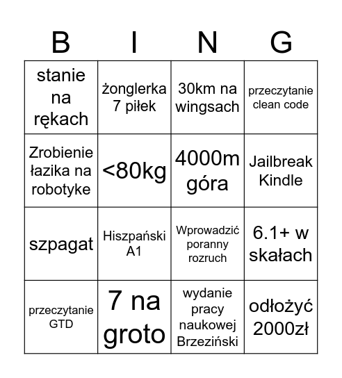 Bing Bingo Card