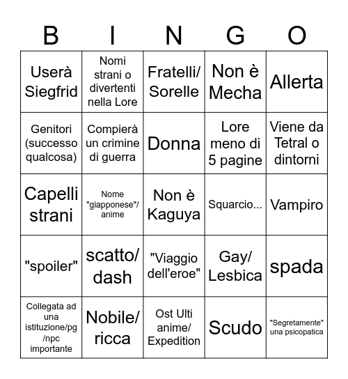 Mecha Kaguya Unleashed Bingo Card