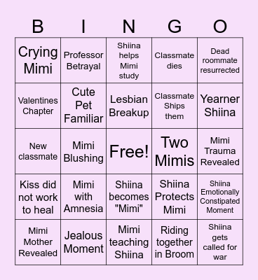 KimiShinu Bingo Card