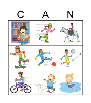 I can/can’t Bingo Card