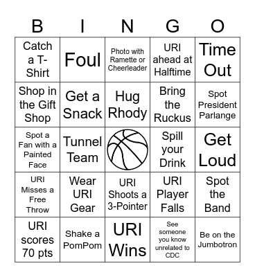 URI Men's Basketball Game Bingo Card