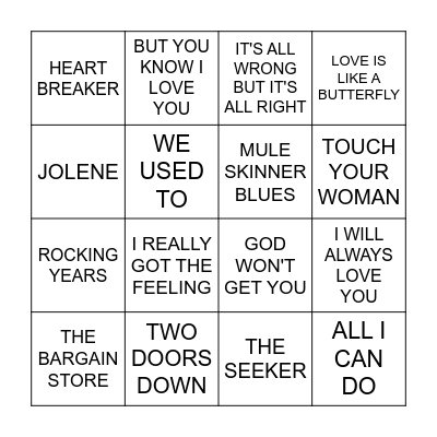 DOLLY PARTON Bingo Card