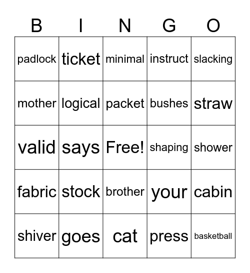 Bingo! Bingo Card