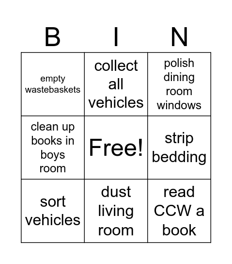 Adam Bingo Card