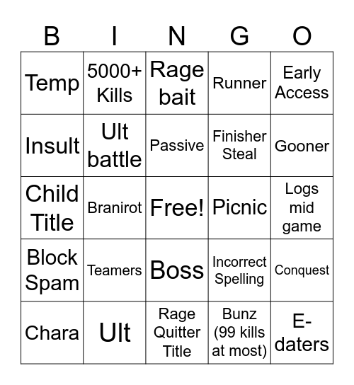 Untitled Bingo Card