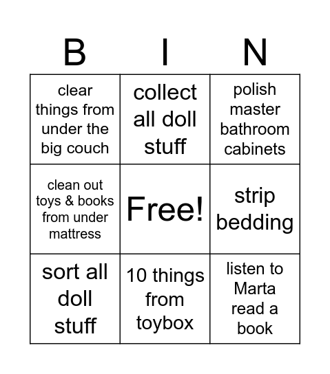 Mary Bingo Card