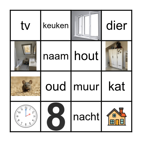 Mijn huis + Woorden en klanken Bingo Card