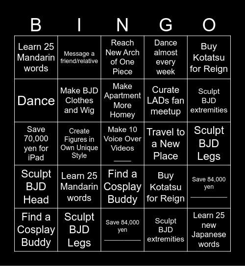 Year Bingo Card Bingo Card