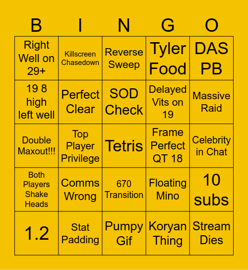 1 Day DAS Bingo Card