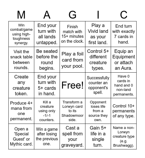 Bill's Borwyn Bingo Card