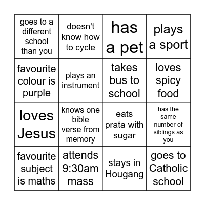 L5C Class Bingo Card